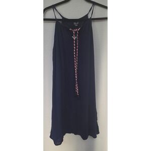 Lily Rose Mini Dress M Navy Sleeveless V-Neck Solid Boho Sundress NWT